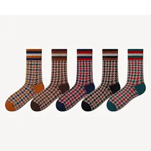 中筒襪棉襪(5雙裝)-十字復古日系休閒男女襪子5色74fs16【獨家進口】【米蘭精品】