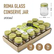 200ml Small Glass Conserve Jar Gold Lid Screw Top Jam Lolly Preserving Storage