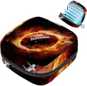 Period Bag,Sanitary Napkin Storage Bag,American Football and Fire,Tampon Bag for Purse