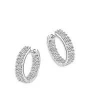 Bloomingdale's Fine Collection Diamond Inside Out Hoop Earrings in 14K White Gold, 1.0 tcw
