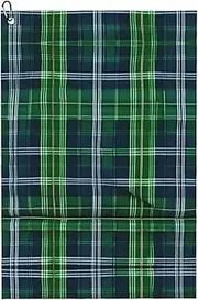 Blue Scottish Tartan Print Waffle Pattern Towel, Ultra-Absorbent Golf Towel,With Carabiner Clip, For Men'S Gifts