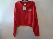 VICTORIAS SECRET PINK ARKANSAS RAZORBACKS BLING CROP HOODIE NWT MED