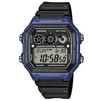 在飛比找松果購物優惠-【CASIO】十年之旅方款膠帶電子錶-籃框 (AE-1300