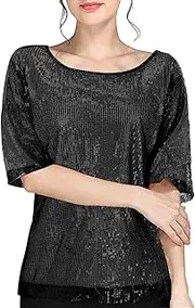 [Generic] Blouse Fashion Casual Sequins Party Top Tops Women Shirt Crop Coctail Women's Blouse Compression Shirts for Women Tops Women Shirt Crop Coctail Women's Blouse Women's Long Sleeve Workout Tops