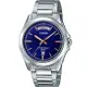 【CASIO 】簡潔有型時尚不鏽鋼腕錶-藍X玫瑰金(MTP-1370D-2A)