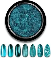 Chrome Nail Powder Mirror Effect Metallic Dust Holographic Glitter Glazed Manicure Decoration Reflective Pigment for DIY Gel Polish Nail Art, Resin Craft, Gifts (08lightblue)