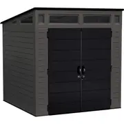 Suncast Modernist Resin Storage Shed Outdoor Garden Store Cabin 7x7FT Peppercorn