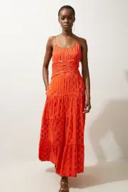 Viscose Metallic Thread Strappy Woven Sun Dress