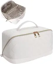 Wandering Nature Quilted Makeup Bag, Pink, Travel Cosmetic Bag, Flat Open Organizer with Divider, Water-Resistant, Easy to Clean, 9.84 x 5.12 x 5.12 Inches