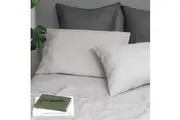 Tontine King Bed 250TC Printed Sateen Fitted Sheet Set Chambray Silver