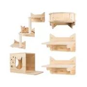 MIUZMORE Pine Cat Wall Frame for Climbing, Set of 5 Furniture, Shelves and Pe...