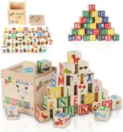 Wooden ABC Block Set 27PCS Alphabet Number Learning Toy for Toddlers 1-3