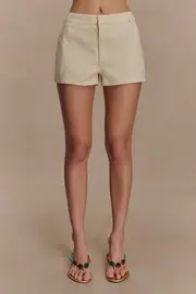 Ebony Embroidered Denim Micro Shorts - Cream