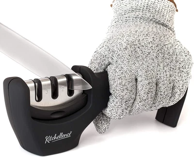 4n1 Kitchen Blade Accessories:3-Stage Blade Sharpener Helps Repair,Restore,Polis