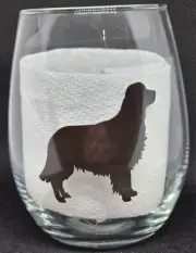 NEW Toasted Tales Stemless Wine Glass GOLDEN RETRIEVER SHADOW