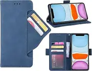 GoshukunTech Phone Cover for iPhone 11,for iPhone 11 Wallet Case[ 5 Card Slots Leather Wallet ] Soft TPU Inner Case Flip Cover Stand Feature [6.1 inch]-Navy Blue