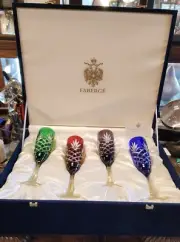 Faberge Lausanne Champagne Flutes Rainbow Set of 4 Colorful Glasses in Box