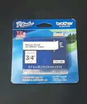 Brother Genuine P-touch TZe-241 Label Maker Tape, 3/4"W, Black On White