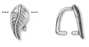 Bail, Ice Pick, 2 Sterling Silver 9x5mm Leaf For Pendants with 5.5mm Grip