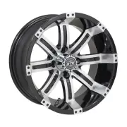 Set of 4 Golf Cart GTW Tempest 12 inch Machined and Black Wheel With 3:4 Offset