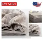 Durable King Size Linen Fitted Sheet 14-inch Deep Pocket - OEKO-TEX Certified