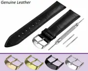 For ZENITH Black Genuine Leather Watch Strap Band Buckle Clasp 18-24mm Pins