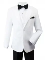 BLACK & WHITE Toddler kids Boy Tuxedo suit 5pc set coat,vest,shirt,bow tie,pant