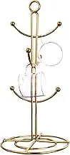Pvcqjkd Countertop Mug Tree, 6 Hook Coffee Cup Dryer Kitchen Coffee Mug Tree Countertop Tea Cups Holder Stand,Gold