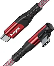 Fasgear USB C to USB C Cable -3ft 60W Fast Charging USB 2.0 Type C PD Cable 90 Degree Compatible for Galaxy S22/S21/S20 Ultra Pixel 6 Mac-Book Air i-Pad Pro/Mini with USB-C Port (1m, Red)