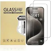 2-Pack Screen Protector for iPhone 15 / iPhone 15 pro [6.1 inch], Premium Tempered Glass Screen Protector Film, Case-Friendly, HD Clear