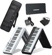 Folding Piano Keyboard 88 Keys, can be Folded in 180° with Sustain Pedal & Carrying Case, Semi-Weighted Digital Music Keyboard, Portable Electronic Pianowith Lighted Keys for Beginners Teens Adult