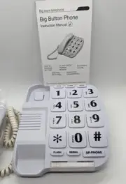 Big Keys Corded Landline Telephone for Seniors Amplified Sound Call Light, White