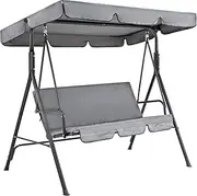 Swing Canopy Replacement with Seat Cover 2Pcs/Set Waterproof Outdoor Swing Canopy UV Protection Oxford Cloth Porch Swing Canopy Replacement, Grey, Porch Swing Canopy Replacement