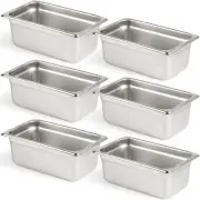 Durable 1/4 Size 4 Inch Deep Anti-Jam Hotel Pans - 6 Pack Stainless Steel
