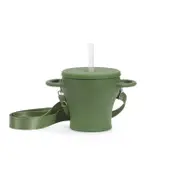 Collapsible Silicone Snack and Drink Cup with Strap - Olive