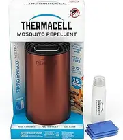 Thermacell Patio Shield Mosquito Repellent Metal Edition, Easy to Use, Highly Effective; Provides 12 Hours of DEET-Free Backyard Mosquito Repellent; Scent-Free, No Spray, No Smoke and Cordless
