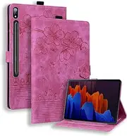 [YBFJCE] Case for Samsung Galaxy Tab S9+ 2023 12.4", Multi-Angle Viewing PU Leather Folio Stand Cover with Pencil Holder, Shockproof Protective Case for Samsung Galaxy Tab S9 Plus 2023, Rose Red