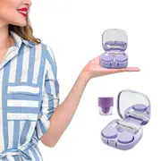 Manual Contact Lens Cleaner and Contact Lens Case Kit Washer Portable Contact Lens Cleaning Box-Purple