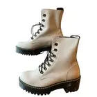 NEW Doc Martens Combat Boots Womens 10 Vintage Taupe Black Laces Lug Sole Chunky