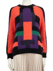 Abstract Pattern Rabbit Fuzzy Sweater