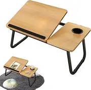Bed Tray Table, Foldable Portable Laptop Lap Working Desk, Portable Study Table, Small Breakfast Tray for Working, Writing, Drawing