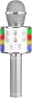 Karaoke machine Wireless Bluetooth Karaoke Microphone Speaker Handheld Mic USB Player w/RGB LED Kids Party
