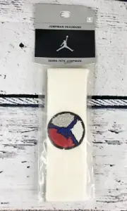 Vintage Nike Michael Jordan Jumpman Sweat Headband White, Red & Silver - NEW
