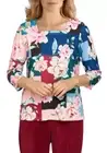 Alfred Dunner XL Classics Square Neck Floral Knit Top Blouse NWT