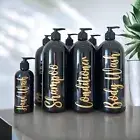 Set of 4 x Shampoo, Conditioner, Body Wash & Hand Wash Bathroom Bottles