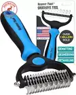 Pet Grooming Brush - Double Sided Shedding and Dematting Undercoat Rake Comb for