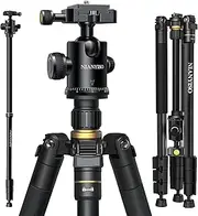 NIANYISO 77” DSLR Camera Tripod for Travel - Compact Tripod for Camera, Professional Tripod with 36mm 360 Degree Ball Head, Lightweight Aluminum Camera Tripods & Monopods Load up to 33 lbs Black