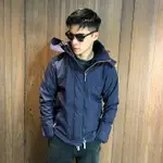 美國百分百【SUPERDRY】極度乾燥 ARCTIC 風衣 連帽 防風外套 夾克 刷毛 男 深藍/橘色 J950