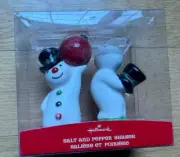 Hallmark HMK Ceramic SNOWMEN Salt & Pepper Shakers ~ Christmas Table Decor