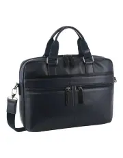 [PIERRE CARDIN] Leather Business Laptop Bag in Navy